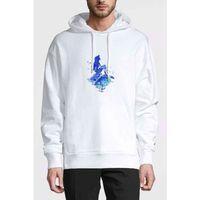 Küçük Denizkızı Ariel Suluboya Sarılmış Tuval Baskılı Beyaz Erkek Kapşonlu Sweatshirt