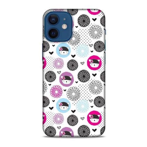 Lopard Apple iPhone 12 Mini Uyumlu Kılıf Kediler (1) Kılıfı Mavi Pembe