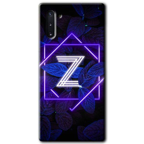 Samsung Galaxy Note 10 Kılıf HD Desen Baskılı Arka Kapak + Temperli Cam - Dark Neon Yaprak Z Harfi