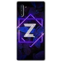 Samsung Galaxy Note 10 Kılıf HD Desen Baskılı Arka Kapak + Temperli Cam - Dark Neon Yaprak Z Harfi