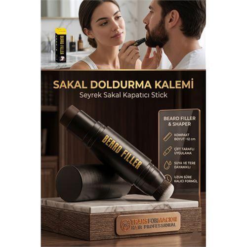 Koyu Kahve Sakal Kapatıcı Stick - Seyrek Sakallar İçin Suya Dayanıklı Dolgunlaştırıcı Kalem 723260