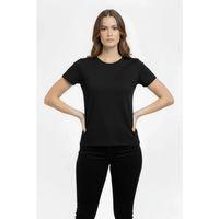 T-Shirt Bisiklet Yaka Slim Fit Likralı Tişört Günlük Basic Body - Siyah
