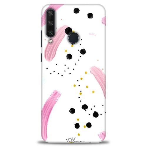 Huawei Y6P Kılıf HD Baskılı Kılıf - Pembe ve Benekler + Tam Ekran Koruyucu