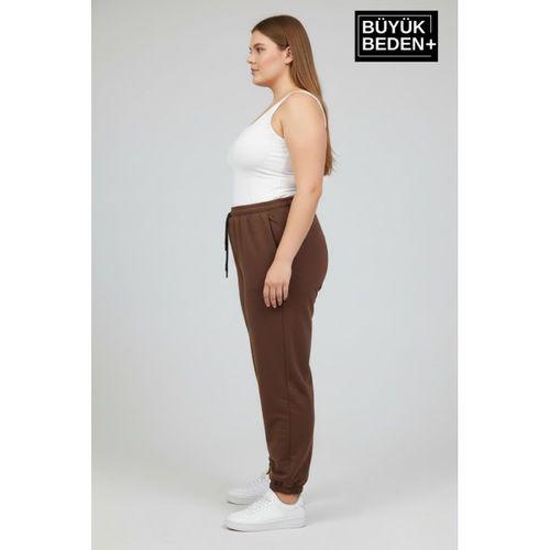 Kadın Büyük Beden Paça Lastikli İki İplik Rahat Kalıp ince Eşofman Altı SPR26BEAK951