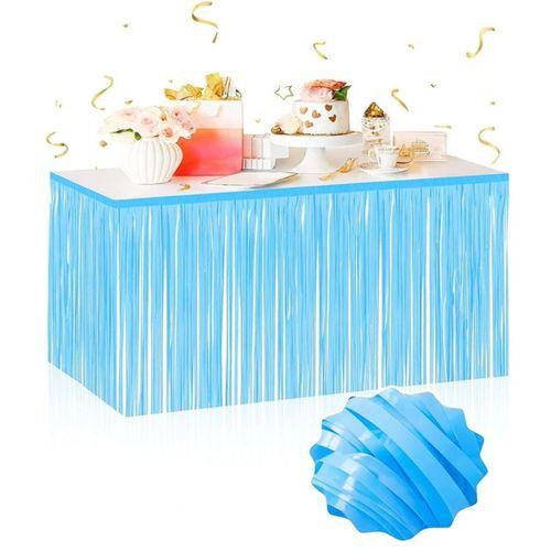 Eğitici Çocuk Kendinden Yapışkanlı Makaron Mavi Püsküllü Masa Eteği – 75 x 275 cm Parti Süslemesi