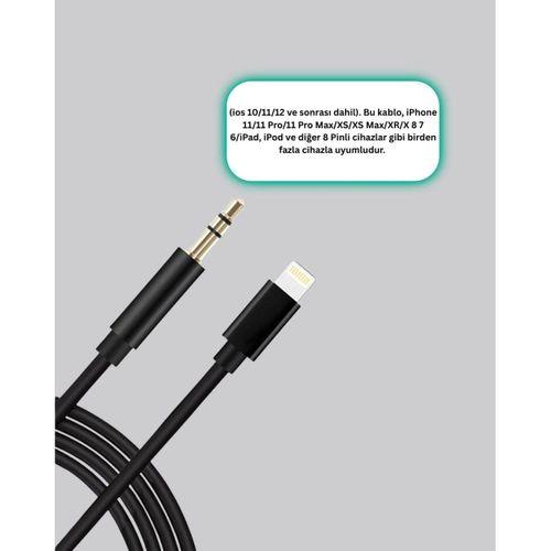 Lightning To 3.5mm Aux Ses Dönüştürücü Kablo 1 Metre Stereo Uyumlu