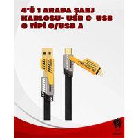 Dönüştürülebilir 4 Başlıklı Hızlı Şarj Kablosu – 1.2m, 65w, Dayanıklı Ve Esnek Tasarım