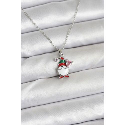 316L Çelik Zincir Gümüş Renk Yılbaşı Teması Kadın Kolye