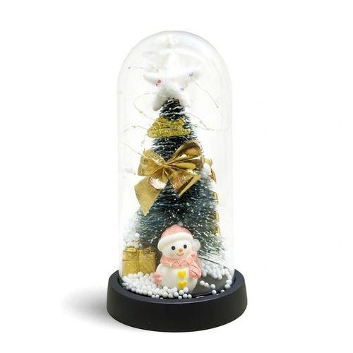 Yılbaşı Temalı Işıklı  Dekoratif Cam Fanus Alk5079