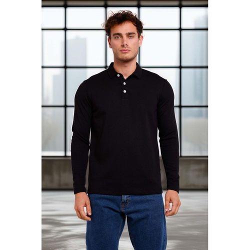 Ridley Regular Fit Doubleface Interlok Polo Yaka Erkek Sweatshirt - Siyah