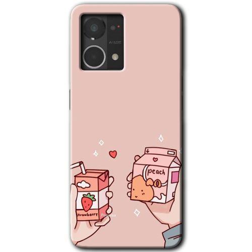 Oppo Reno 7 4G HD Baskılı Kılıf + 9D Tam Ekran Koruyucu - Meyveli Süt