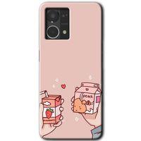 Oppo Reno 7 4G HD Baskılı Kılıf + 9D Tam Ekran Koruyucu - Meyveli Süt
