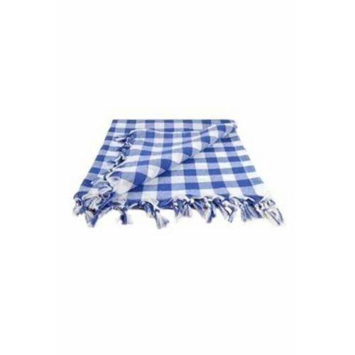 Kareli Saçaklı Mavi Masa/piknik/sofra Örtüsü 165x170 Cm