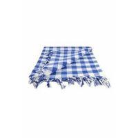 Kareli Saçaklı Mavi Masa/piknik/sofra Örtüsü 165x170 Cm