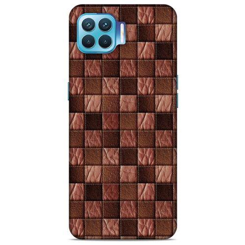 Oppo Reno 4 Lite Kılıf Patchwork (4) Koruma Kılıfı Açık Kahverengi