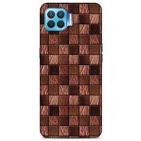 Oppo Reno 4 Lite Kılıf Patchwork (4) Koruma Kılıfı Açık Kahverengi