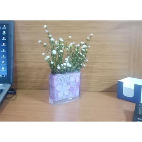 2 Adet Vazo Dahil,Vazoda Çiçek,Beyaz Yapay Çiçek,Vazo Dekoratif Pembe Çiçekli  10X15X3Cm