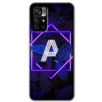 Poco M4 Pro 5G Kılıf HD Desen Baskılı Arka Kapak - Dark Neon Yaprak A Harfi + Kırılmaz Cam