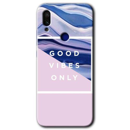 MRCİLETİSİM Xiaomi Redmi Note 7 Kılıf HD Desen Baskılı Arka Kapak+Temperli Cam - Good Vibes