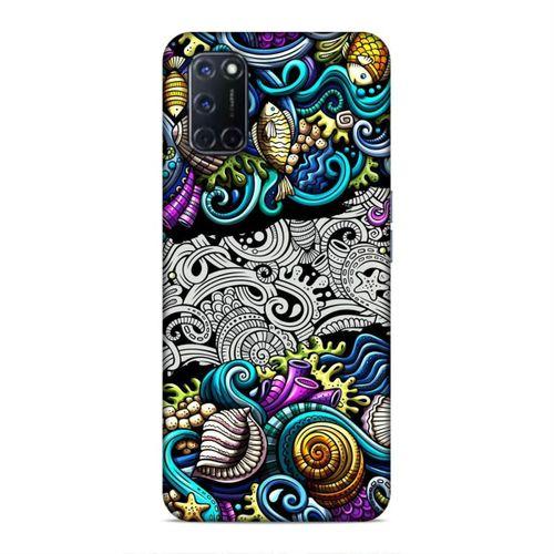 Oppo A52 Kılıf Deniz Mahsulleri Doodle Arka Kapak Silikon Koruma Full Koruyucu