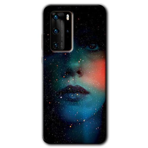 Huawei P40 Pro Kılıf HD Desen Baskılı Arka Kapak - Karanlık Kadın + Kırılmaz Cam