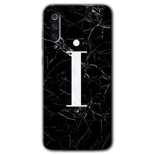 Xiaomi Mi 9 SE Kılıf HD Desen Baskılı Arka Kapak - Siyah Mermer Desenli İ Harfi + Kırılmaz Cam