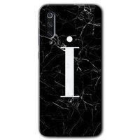 Xiaomi Mi 9 SE Kılıf HD Desen Baskılı Arka Kapak - Siyah Mermer Desenli İ Harfi + Kırılmaz Cam