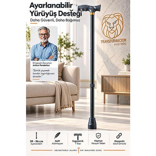 Ayarlanabilir Alüminyum Medikal Baston T Saplı Ortopedi Yürüme Destegi 59-96 cm 723654