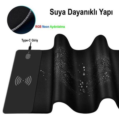 PowerMaster PM-25115 XL RGB Gaming Mouse Pad Wireless Telefon Şarj Destekli 14 Modlu