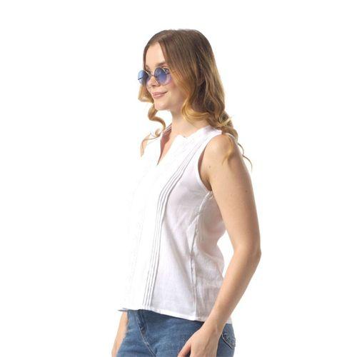 Kolsuz Ceylan Şile Bezi Yazlık Dantelli Kısa Bluz Beyaz Byz