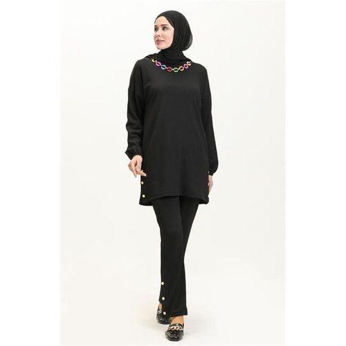 Candy Kolye Detaylı Tunik Pantolon İkili Takım - 71136.003 - Siyah