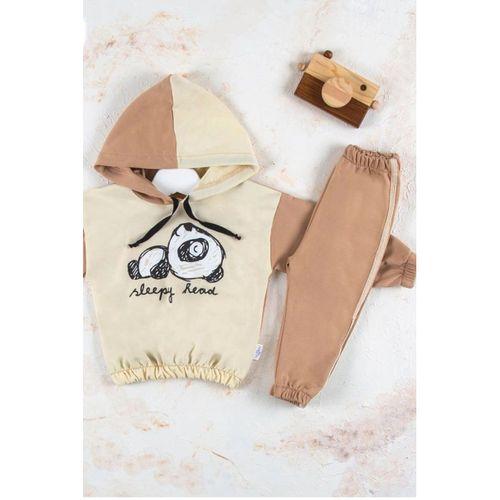 Panda Desenli Kapişonlu Erkek Bebek Takımı