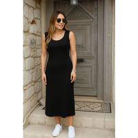 Kadın Askılı Yuvarlak Yakalı Yandan Yırtmaçlı Arkası Dantel Detaylı Viskon Elbise