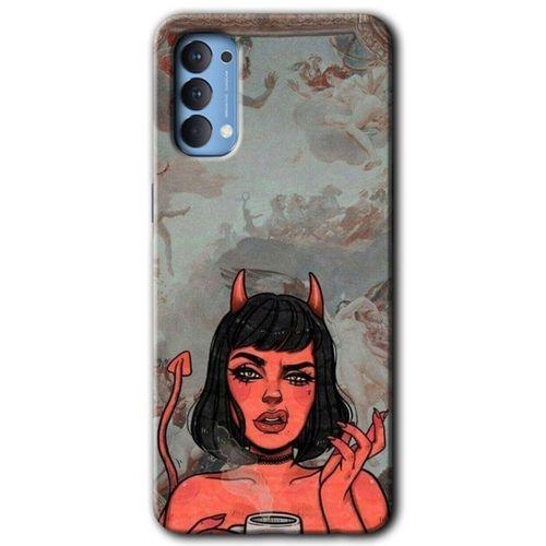 Oppo Reno 4 Kılıf HD Desen Baskılı Arka Kapak - Devil Girl