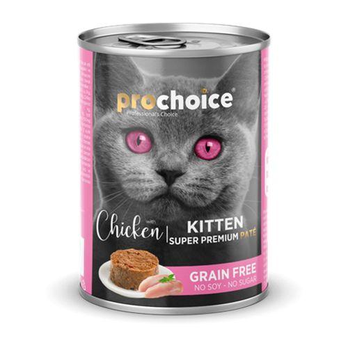 Prochoice Yavru Kediler İçin, Tahılsız, Tavuk Etli Ezme Konserve 12x400 gr