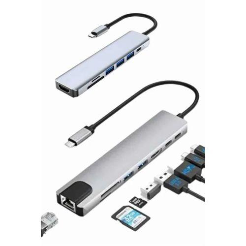 8 Port Çoklayıcı Macbook Ile Uyumlu Çoğaltıcı Type-c Dönüştürücü Tf Sd Kart