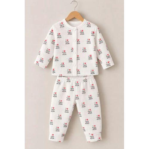 3-12 Ay Seviyorum Baskılı Çıtçıtlı Penye Bebek Pijama Takımı
