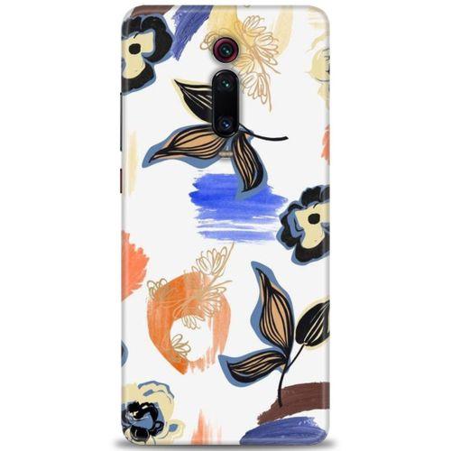 Xiaomi Mi 9T Kılıf HD Baskılı Kılıf - Mavi Yapraklar + Tam Ekran Koruyucu
