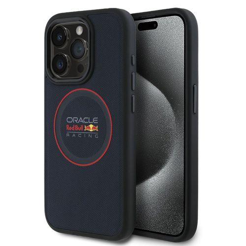 Apple iPhone 15 Pro Max Kılıf Redbull Orjinal Lisanslı M-safe Şarj Özellikli Kırmızı Halka ve Logo Kabartmalı PU Deri Kapak