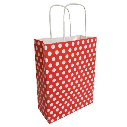 KRAFT KAĞIT ÇANTA KIRMIZI PUANLI 25'Lİ 15CM X 20CM