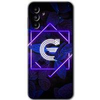 Samsung Galaxy A13 5G HD Baskılı Kılıf + 9D Tam Ekran Koruyucu - Dark Neon Yaprak G Harfi