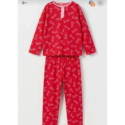 6/14 Yaş Yazı Baskılı Pamuk Penye Çocuk Pijama Takımı