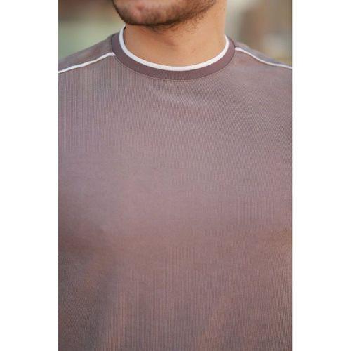 Erkek Omuzlar çizgi Detaylı Kısa Kollu T-shirt