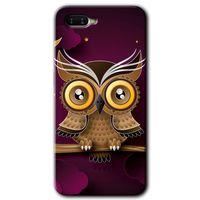 Oppo Rx 17 Neo Kılıf HD Desen Baskılı Arka Kapak + Temperli Cam - Owl Bird Branch