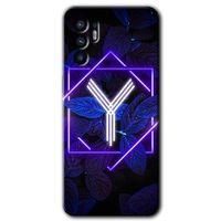 OPPO Oppo Reno 6 Kılıf HD Desen Baskılı Arka Kapak - Dark Neon Yaprak Y Harfi