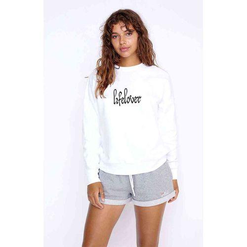 Lifelover Logo Baskılı Beyaz Kadın Sweatshirt
