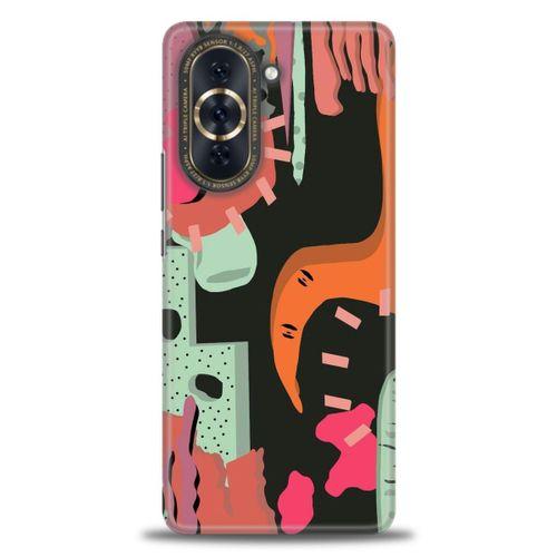 Huawei Nova 10 Pro Kılıf HD Baskılı Kılıf - Turuncu Siyah + Tam Ekran Koruyucu