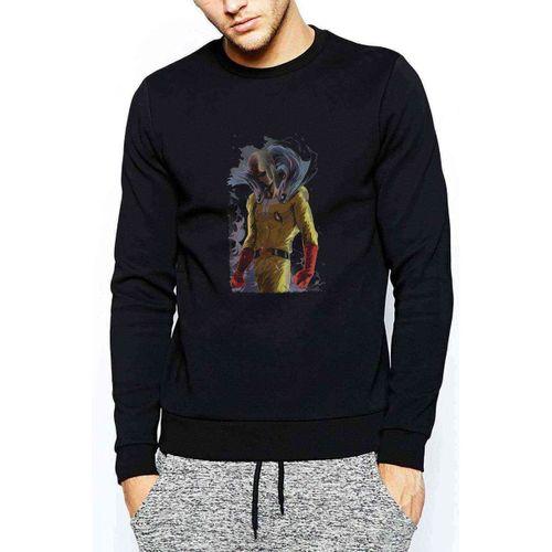Anime One Punch Man Baskılı Siyah Erkek Sweatshirt