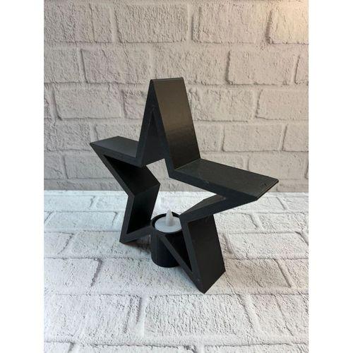 Yıldız Mumluk Siyah Modern Salon Ve Raf Dekoru