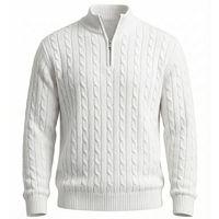 Bardem Saç Örgülü Yarım Fermuar Erkek Triko Kazak - Ekru